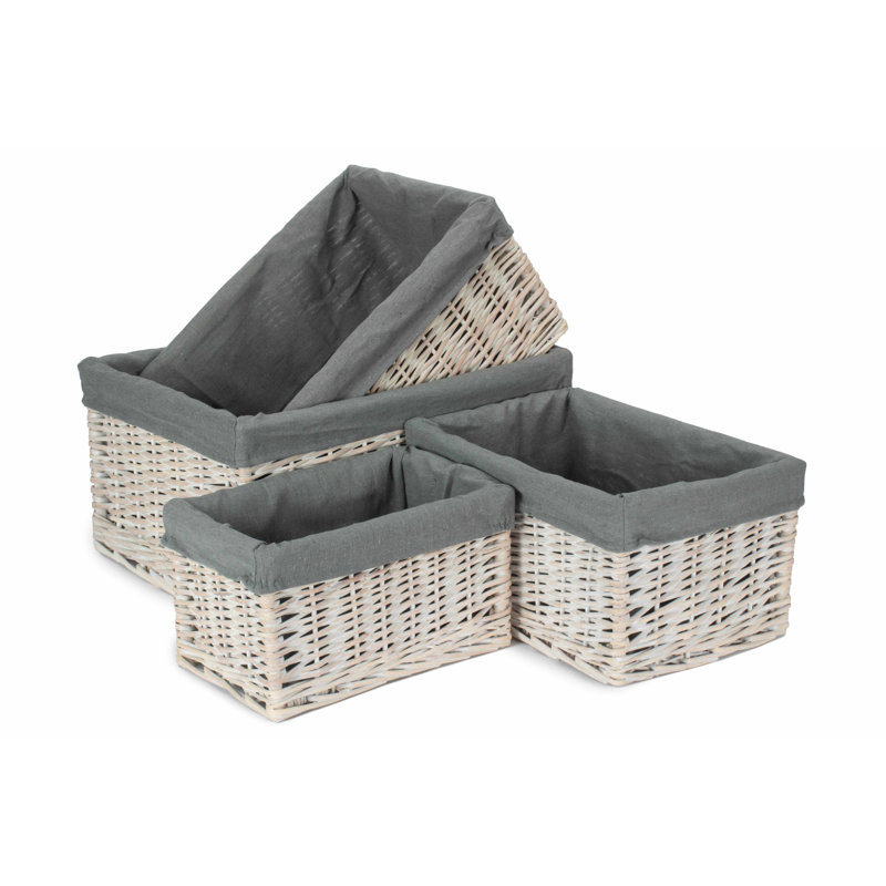 Wicker Decorative Basket, White Wash/Grey
