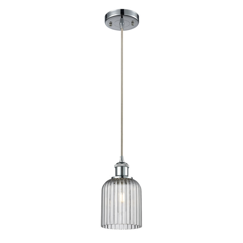 Luminaire suspendu 1 lumière Aalina, Chrome poli, Granuleux