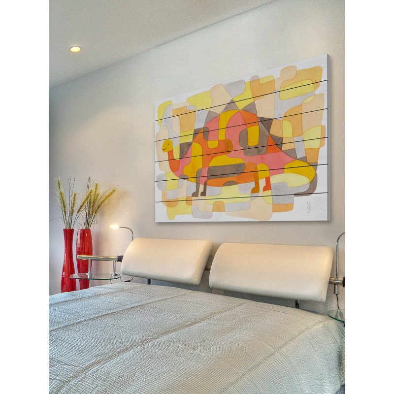 «Dinosaur 2», reproduction d'art, H 30 po x l 45 po, Bois blanc