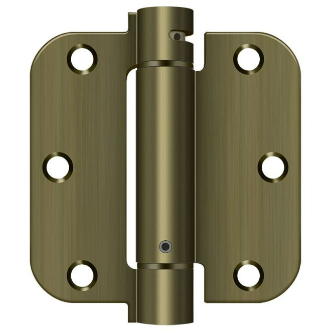 3.5'' x 3.5'' Steel Spring Hinge, Antique Brass
