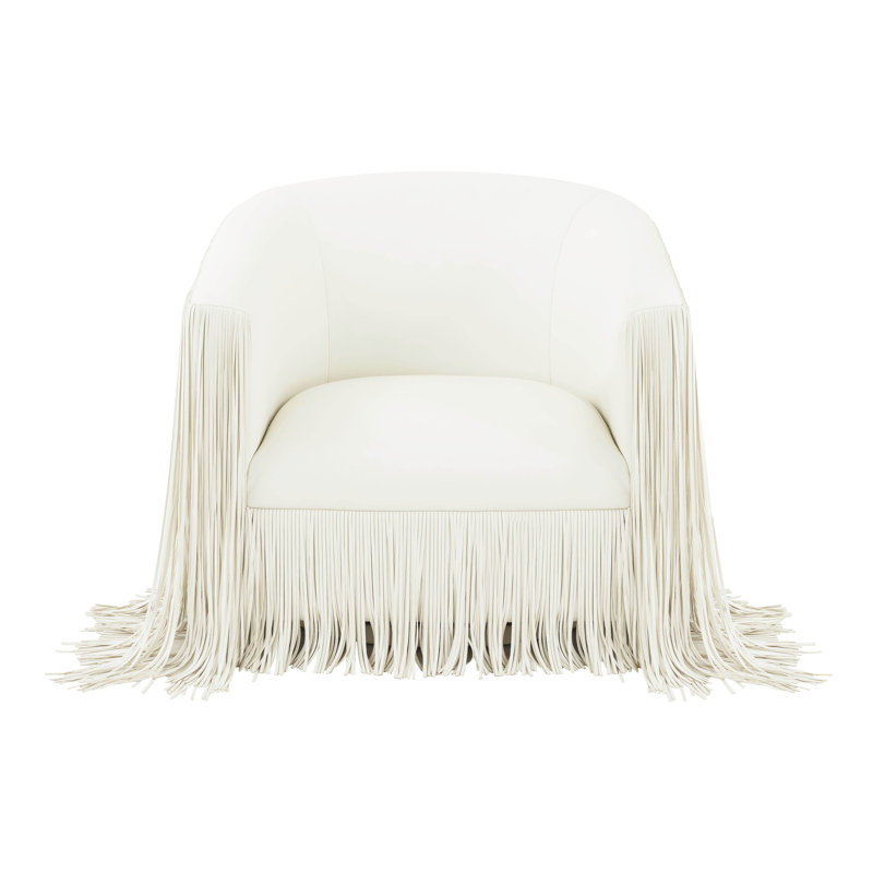 Faux Leather Armchair, Ivory