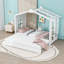 Lit simple avec lit gigogne, rideaux de tente et tablettes latérales-133346585