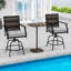 Ensemble de tabourets de bar rotatifs en osier avec accoudoirs et coussin pour l'extérieur-1791376786