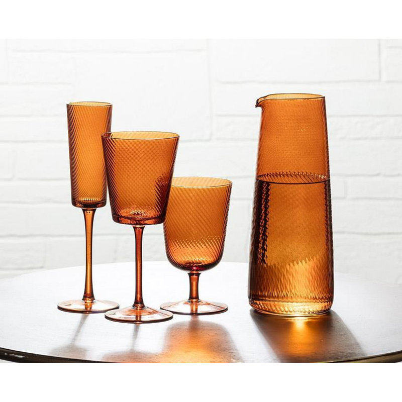 Dark Amber Optic Swirl Flute Glass