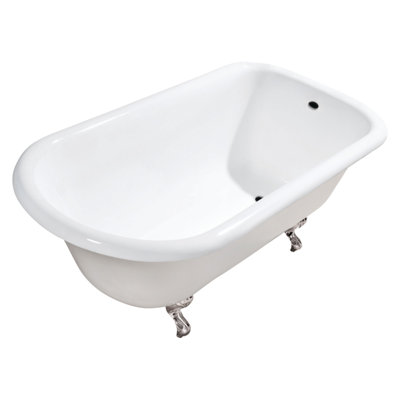 Baignoire sur pattes en forme de D à roulettes en fonte Aqua Eden de 54 pouces Kingston Brass (sans perçage de robinet)