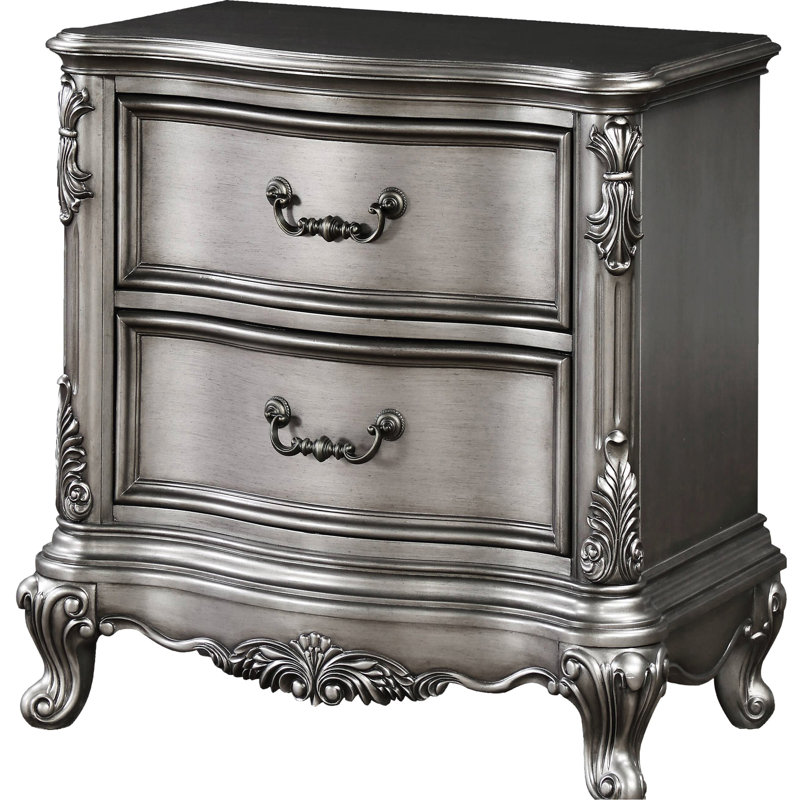 Table de chevet traditionnelle en gris antique