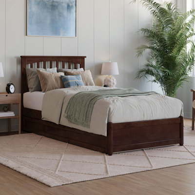 Asparas Solid Wood Platform Bed with Footboard & Roll Out Trundle Bed