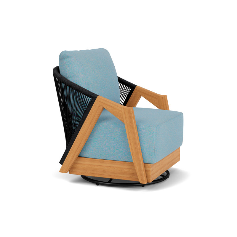 Alpine Outdoor Teak Swivel Armchair, Leeds Light Blue