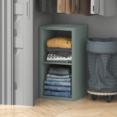 Rangement et organisation de garde-robe, Organisateur de placard à 2 cubes, Étagère ouverte, Cadre extra épais pour armoire, chambre, salon, Vert sauge