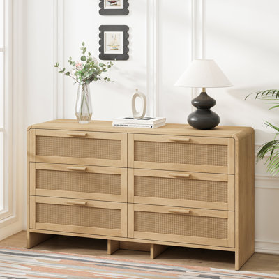 Commode 51,18 po en rotin avec tiroirs