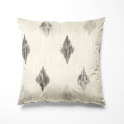 French Country Accent Pillow - Transitional Ivory Ikat Printed Cushion
