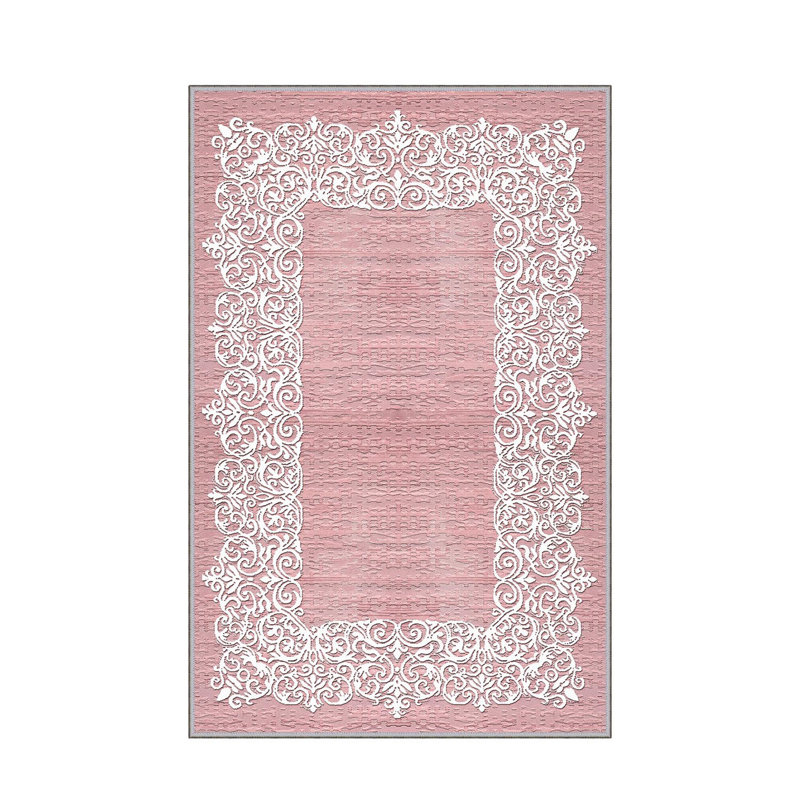Tapis tissé élégant, 5,2 x 7,5 pieds | 100% polyester, hauteur des poils de 0,3 po, antibactérien, envers en PVC antidérapant | Lavable à la machine, impression numérique 3D | Parfait pour le salon, la chambre à coucher et la décoration intérieure