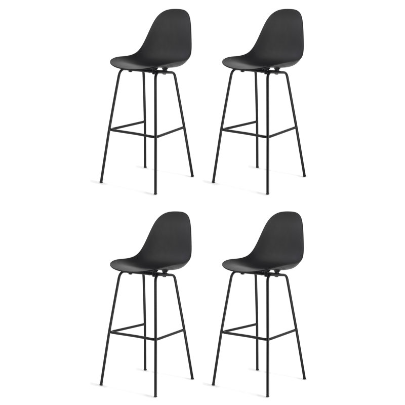 Tabouret de bar et de comptoir TA, Noir, Noir, Tabouret de comptoir (siège d'une hauteur de 25,6