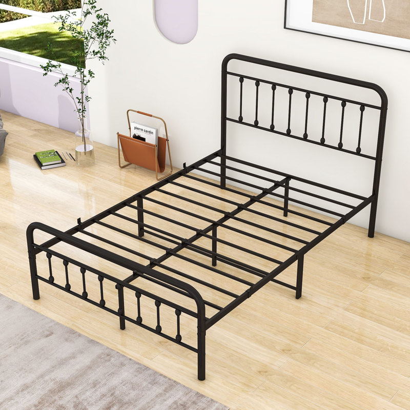 Assunta Metal Platform Bed with Headboard, Full