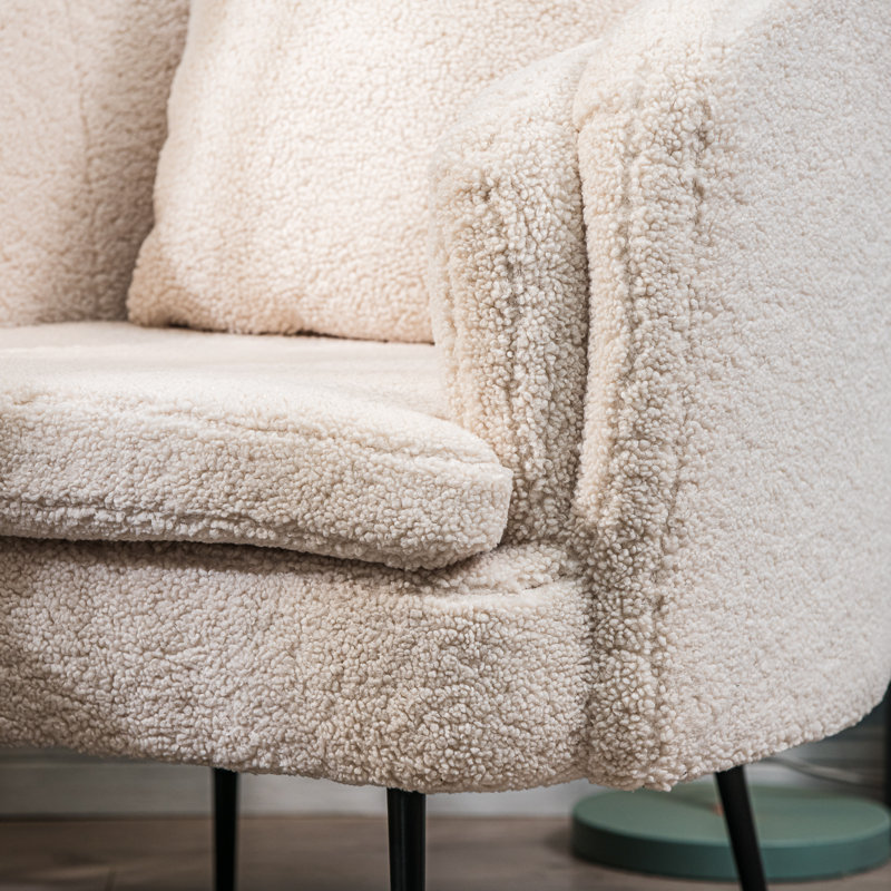 Chaise longue en métal Drayton, Tissu blanc