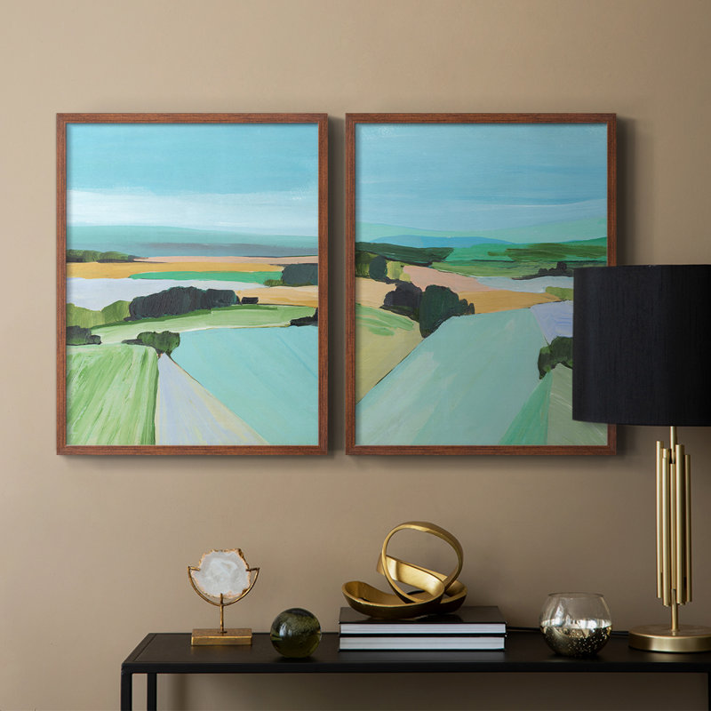 «Bright Coloured Countryside III», reproduction encadrée de qualité supérieure - prête à être accrochée - aucun clou requis - aucun clou requis