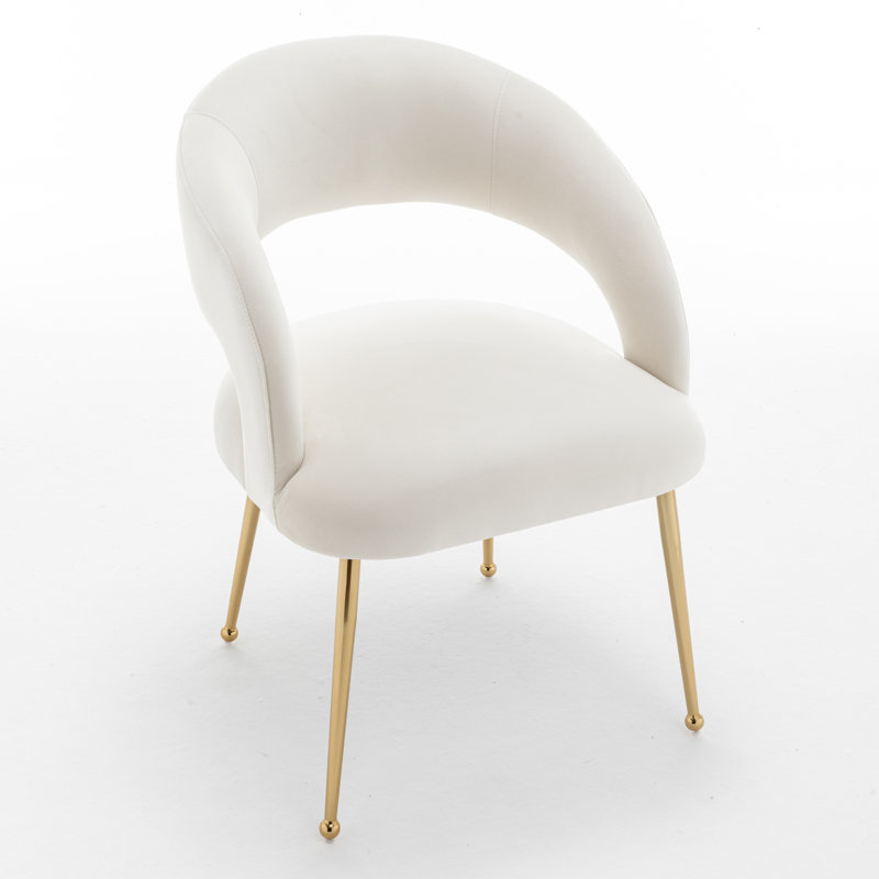 Chaise avec accoudoirs en velours Lokelani, Beige, 6