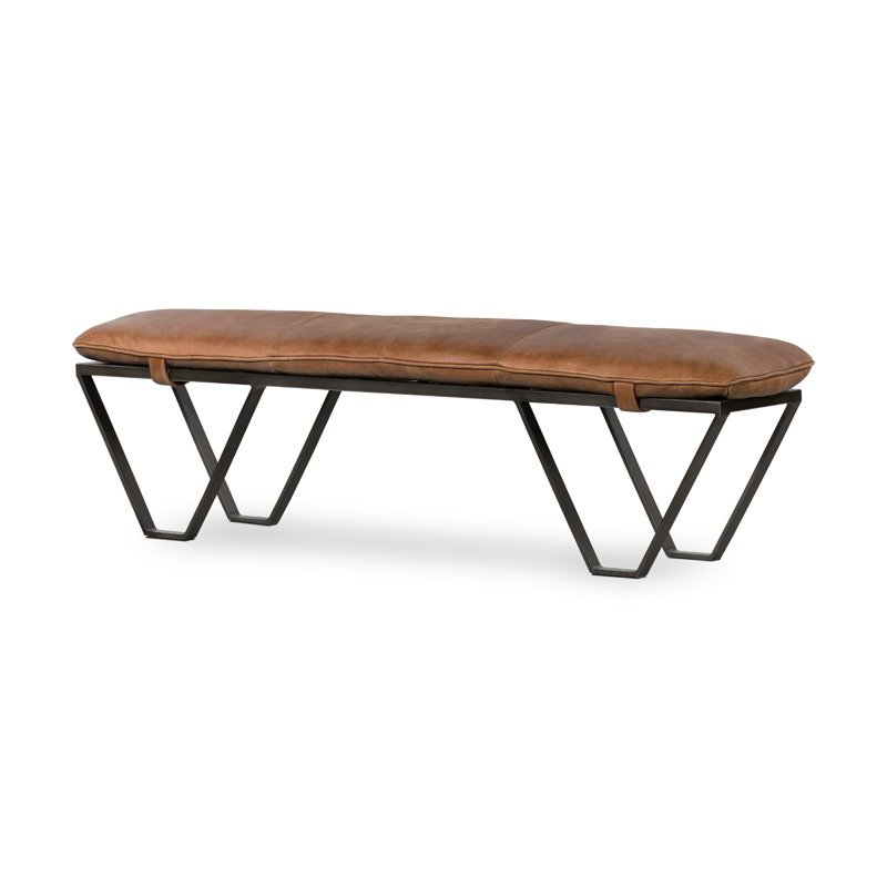 Darrow Leather Bench, Palermo Cognac Genuine Leather