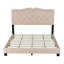 Structure de lit tapissier pour grand lit, velours beige avec tête de lit et détails de rivets, style moderne, lit de sommier sans sommier, ornement plateforme, fiable