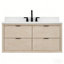Meuble-lavabo flottant en chêne naturel 48 po avec plateau en marbre d'ingénierie de 48 po-156597431
