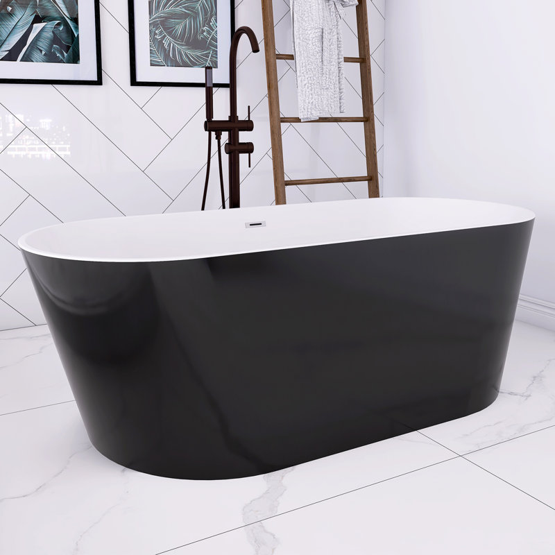 67''  Acrylic Freestanding Soaking Bathtub, Black