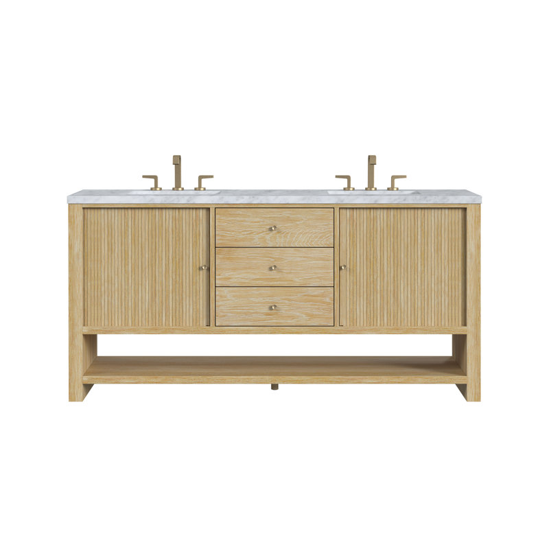Marigot 72'' W Double Vanity, Carrara White, 8" Widespread