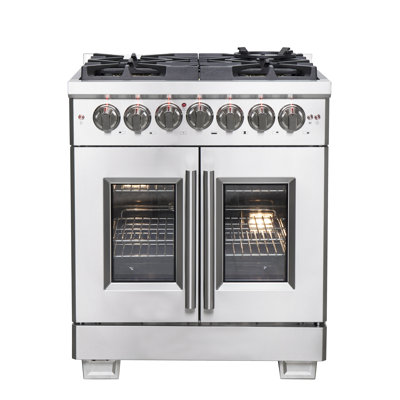 Capriasca 30-inch French Door Dual Fuel Range Stainless Steel, 4.32 cu.ft. True Convection Oven
