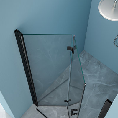 Porte de douche noir mat l 30 po x H 72 po. Verre trempé de 1/4 po d'épaisseur. Porte de barrière de séparation de salle de bain ajustable pour l'eau, l'espace, 72 po, noir. Intimité