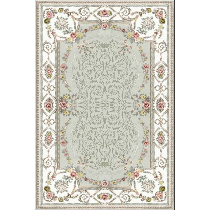 Tapis oriental vert / blanc Doan, Rectangle 3 pi 3 po x 4 pi 11 po