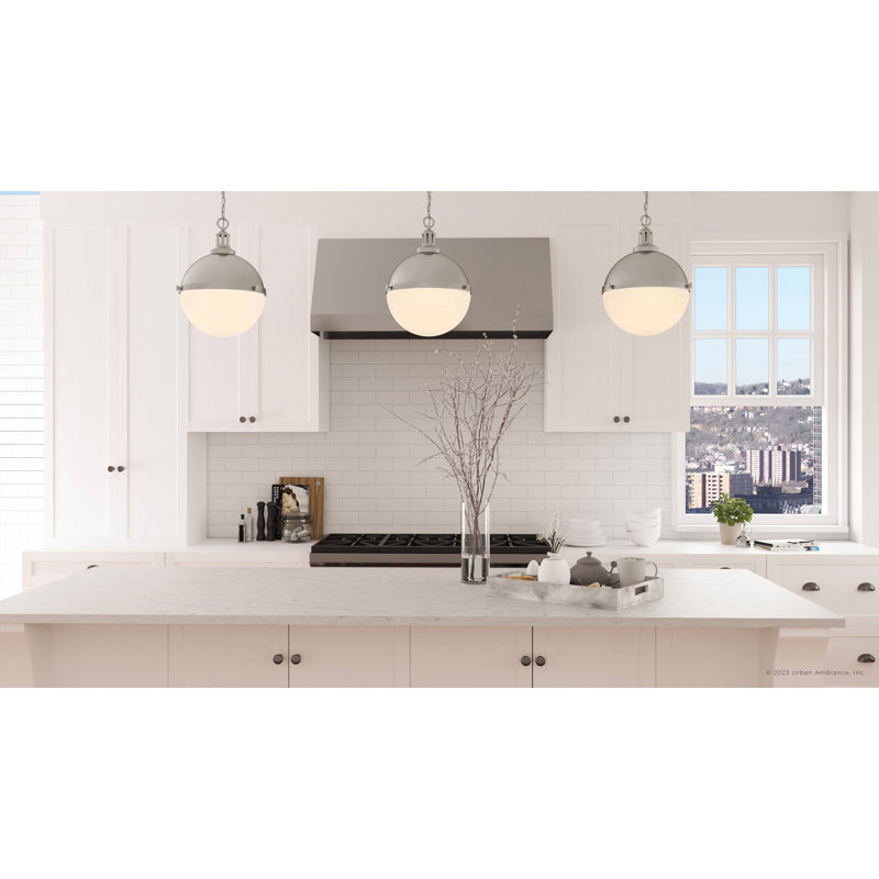 Luminaire suspendu sphère 2 lumières Valia, Nickel brossé