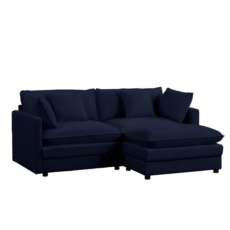 Boneless 77.2" Modular Sectional Sofa With Movable Ottomans - Chenille Fabric, High-resilience Foam Cushions & Removable Armrests (56.3"w X 33.1"h, 4 Color Options)"