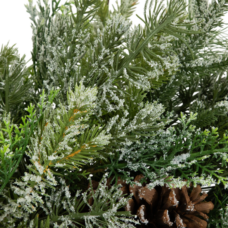 Frosted Pine and Cedar Artificial Christmas Wreath - 28 Inches