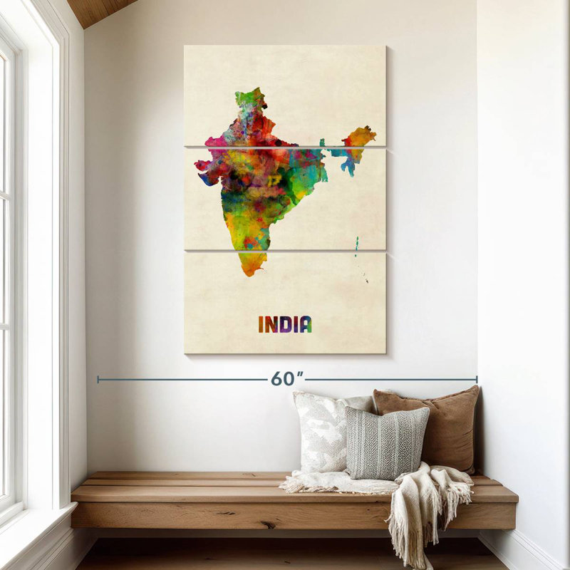 Carte d'aquarelle Aliaz, Inde I, H 50 po x l 32 po