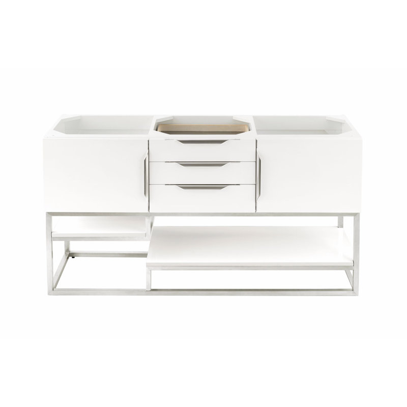 Columbia 59'' W Double Vanity, Latte Oak, Radiant Gold, White
