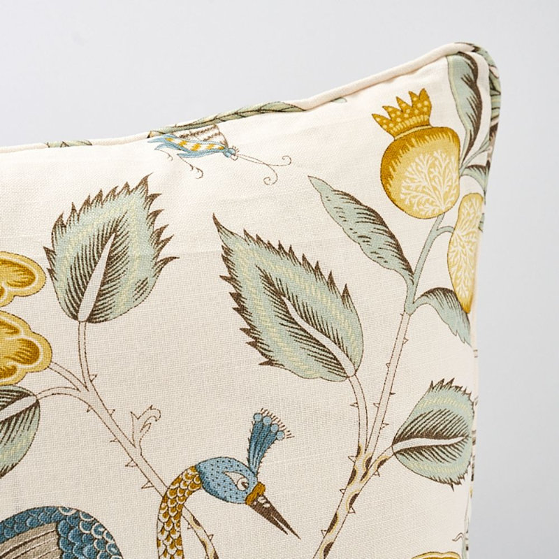 Campagne Pillow, Cadet/Citron, 22" x 22"