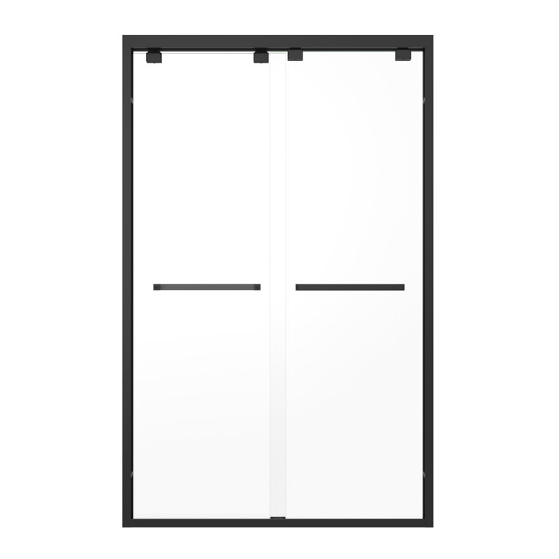 Encore 44" W x 76" Frameless Shower Door with ClearMax Technology, Matte Black, Clear