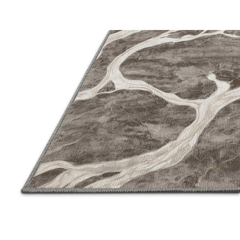 Machine Washable Gray Area Rug, Rectangle 6' x 9'