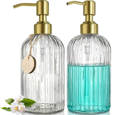 Distributeur de savon en verre, paquet de 2, 18 oz (transparent)