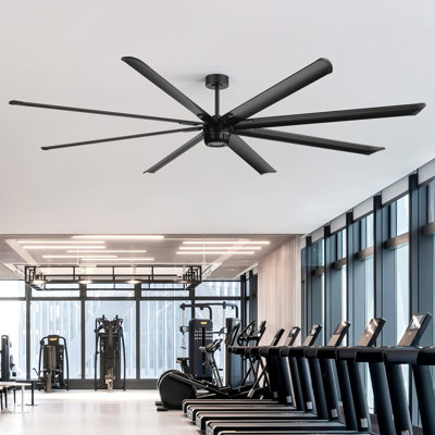 100-Inch Black Ceiling Fan with Remote,Large Ceiling Fan Without Light