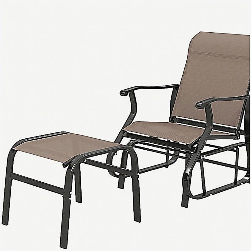 Fauteuil oscillant d'extérieur moderne à haut dossier, Noir / brun
