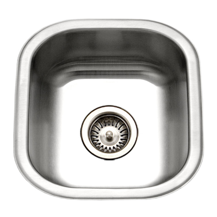 Houzer 17 in Stainless Square Undermount 8 in Deep Bar Sink with Strainer, Grid - MS-1708-C