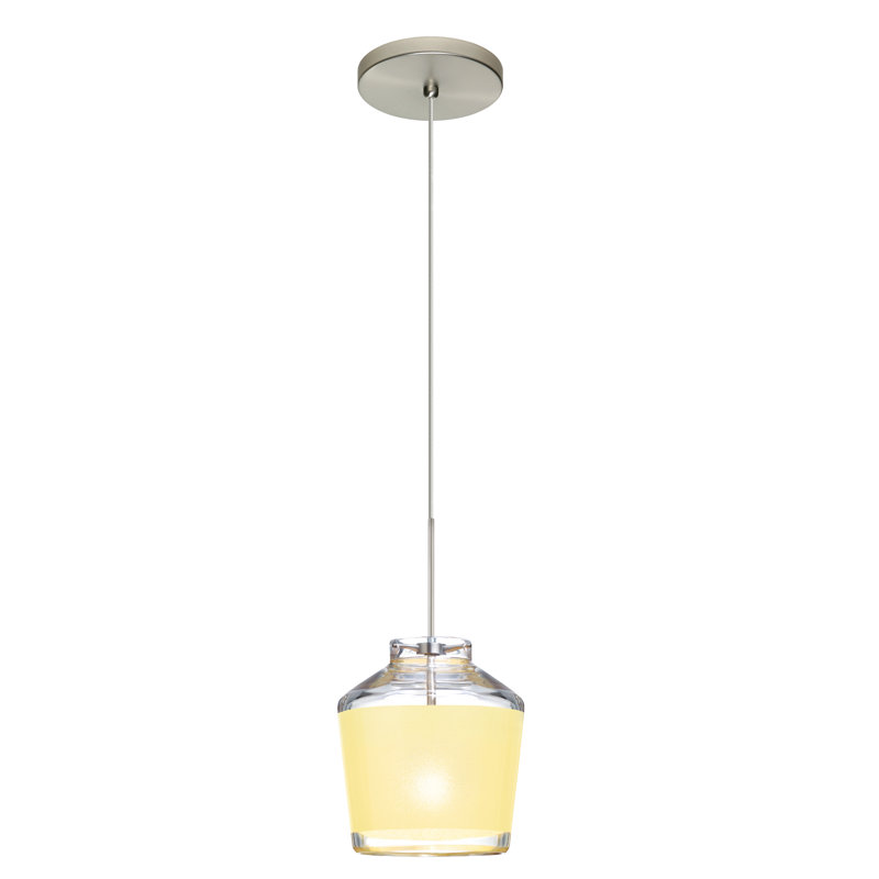 Luminaire suspendu à 1 lumière Delaune, Nickel satiné, Crème