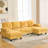 U-Shaped Sectional Sofa 103.5" Chenille Fabric Couch With Dual Chaise Lounges, Storage Pockets And Armrest Pillows For Living Room, Yellow-1894873134