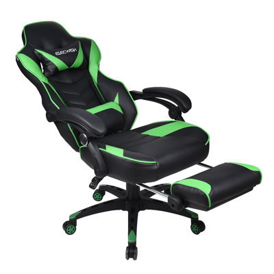 RAYS Reclining Ergonomic Faux Leather Swiveling PC & Racing Game Chair with Footrest