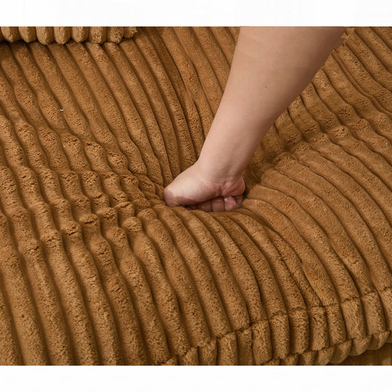 127'' Large Sectional Sofa, Brown Corduroy, 21"H x 29"D