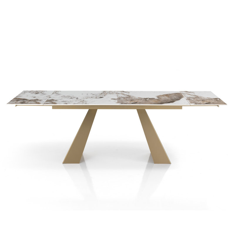 Dahana Extendable Metal Base Dining Table, Gold