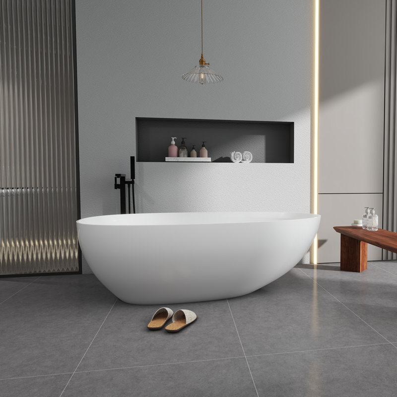71'' x 35'' Soaking Solid Surface Bathtub, Matte White