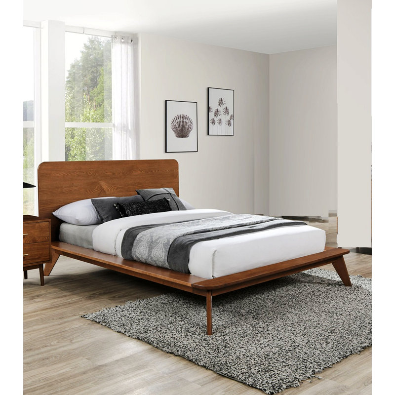 Cadre de lit transitionnel, lit plateforme en bois pour la maison, King