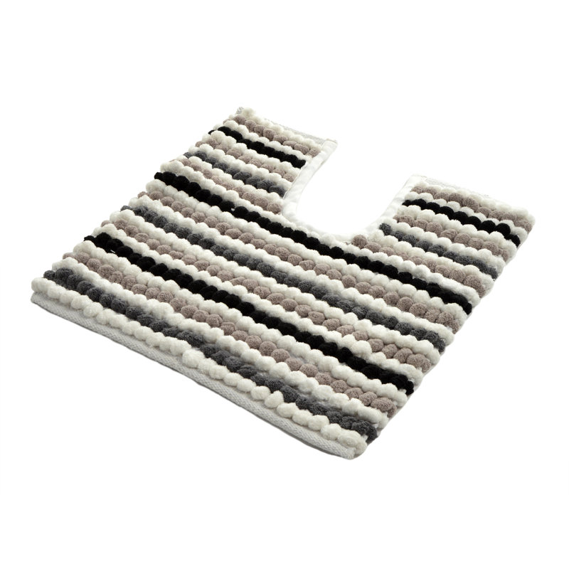 Mikayel Striped Chunky Bobble Pedestal Mat, Monochrome