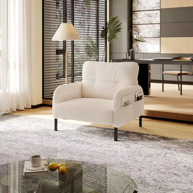 Fauteuil rembourré, fauteuil d'appoint pour le salon et la chambre à coucher, Beige